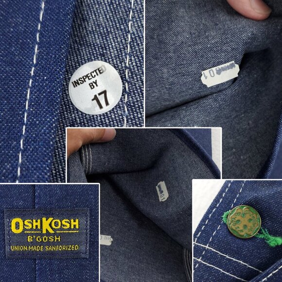 OshKosh B'Gosh Vintage Denim Bib Overalls Union Sanforized USA "38x32" NWT - Picture 6 of 14